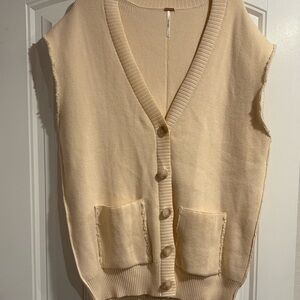 Free People Cream Cardigan Sweater